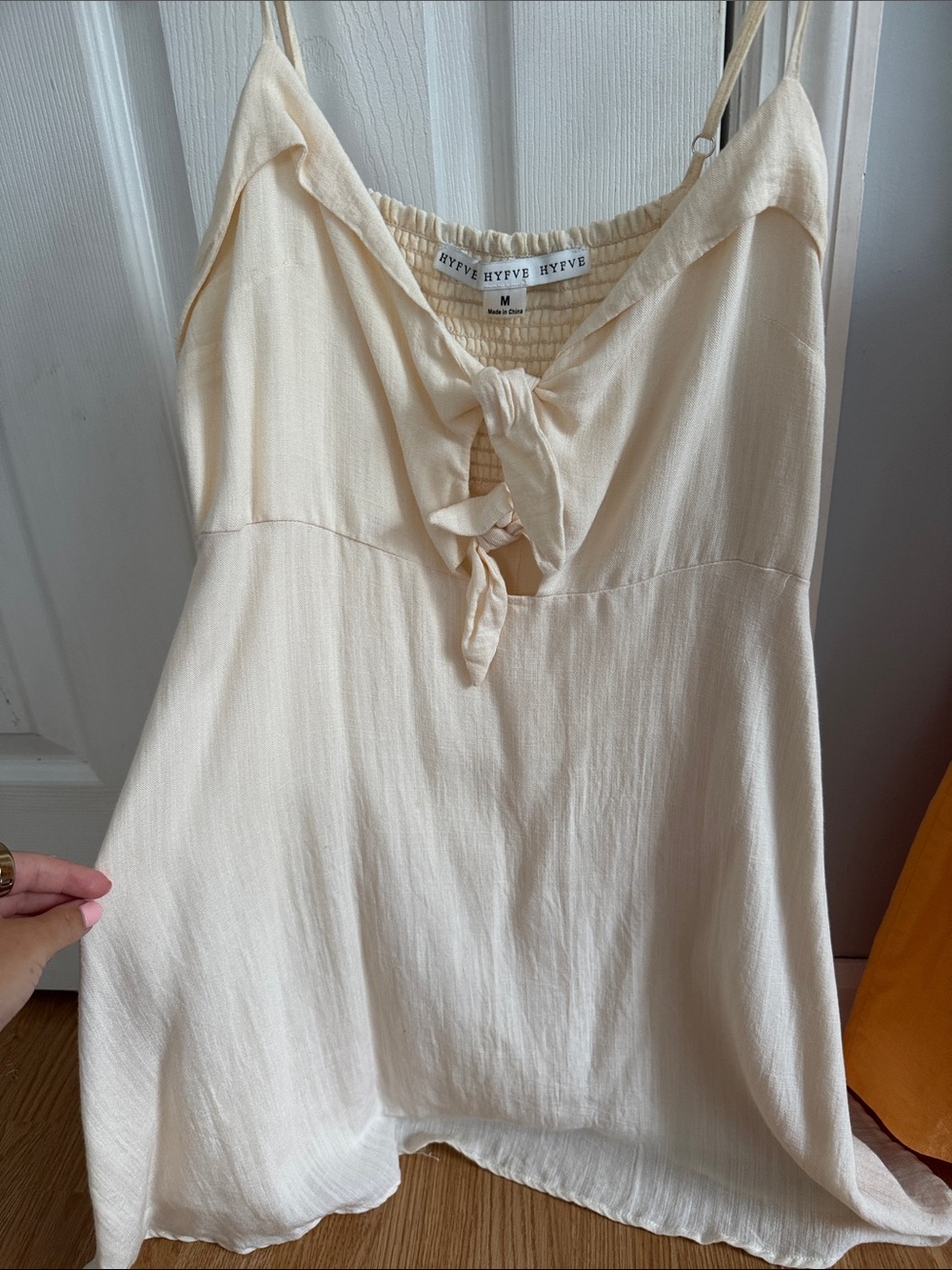 IVORY Tie-Front Spaghetti Strap Mini Dress